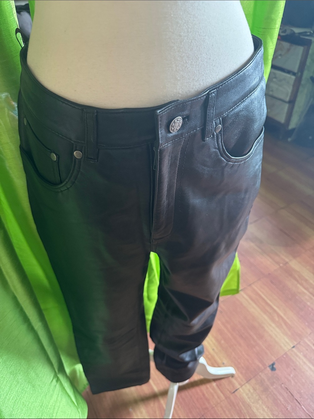 Black Leather Straight-Leg Pants These pants are Levi
